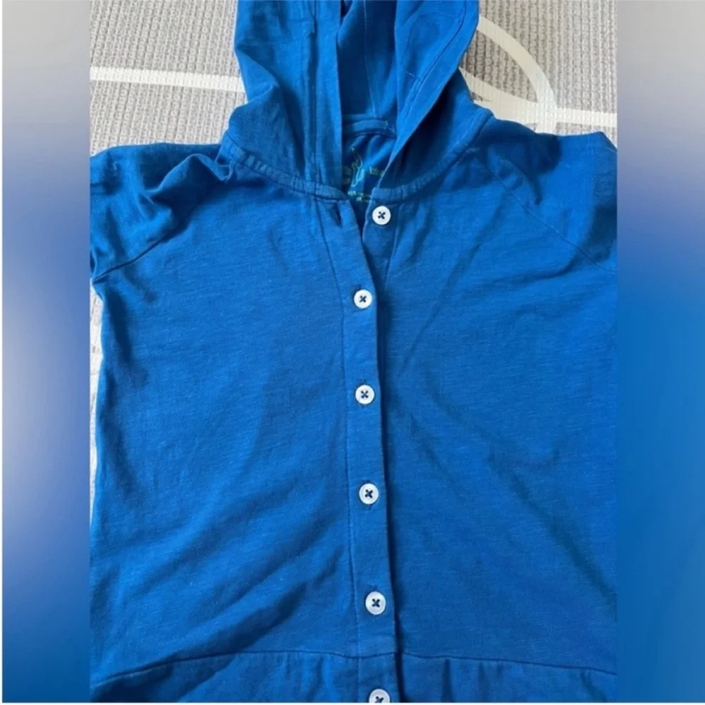 Kate Quinn Botton front raglan hoodie | royal blue |organic cotton